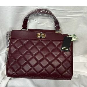 Badgley Mischka Quilted Maroon Satchel